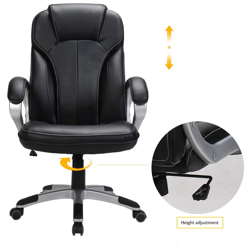 PU Leather Computer Office Chair Adjustable High Armchair Desk Chair Guest Chair